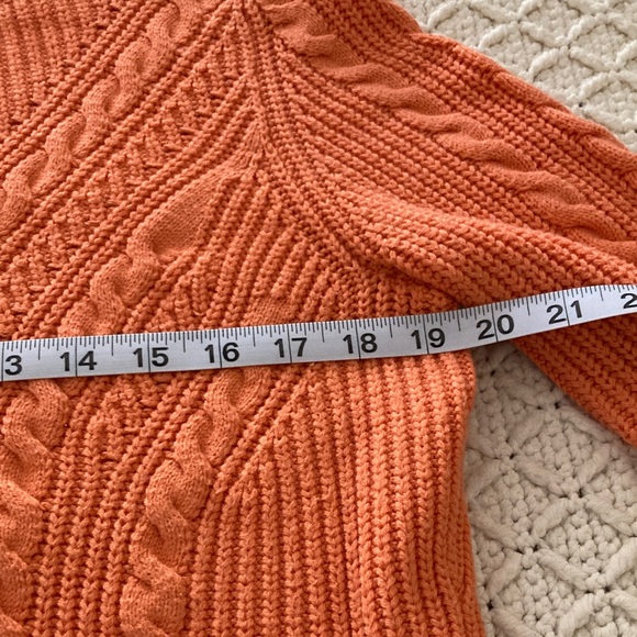 Talbots Coral/Soft Orange Cable Knit Sweater - Picture 8 of 9
